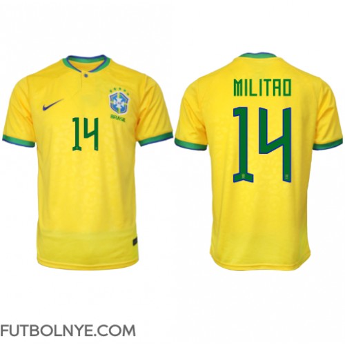 Camiseta Brasil Eder Militao #14 Primera Equipación Mundial 2022 manga corta